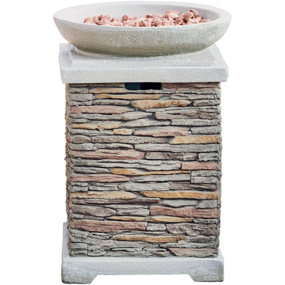 Teamson Home Stone Finish Square Propane Gas Fire Pit Image 1