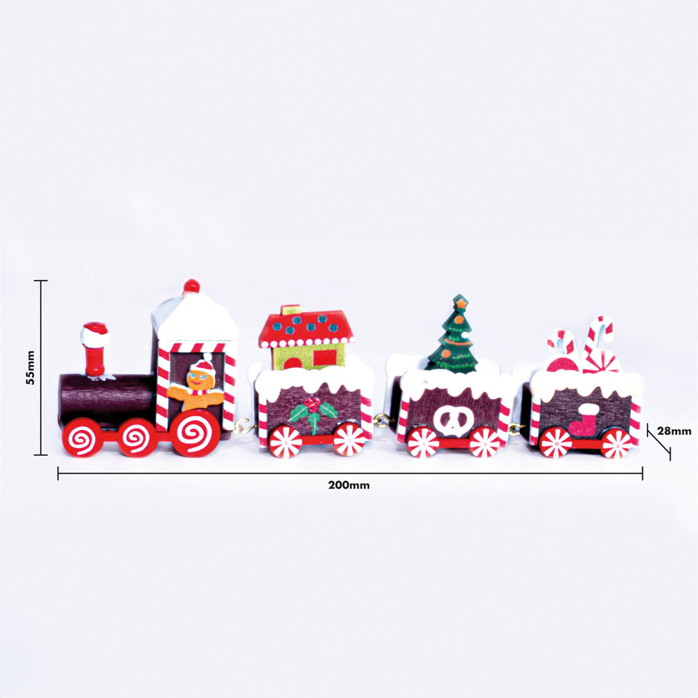 St Helens Multicolour Wooden Christmas Pudding Train Set Decoration Image 5