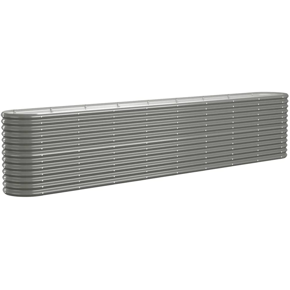 vidaXL Grey Galvanised Steel Oval Raised Garden Bed 68 x 332 x 40cm Image 1