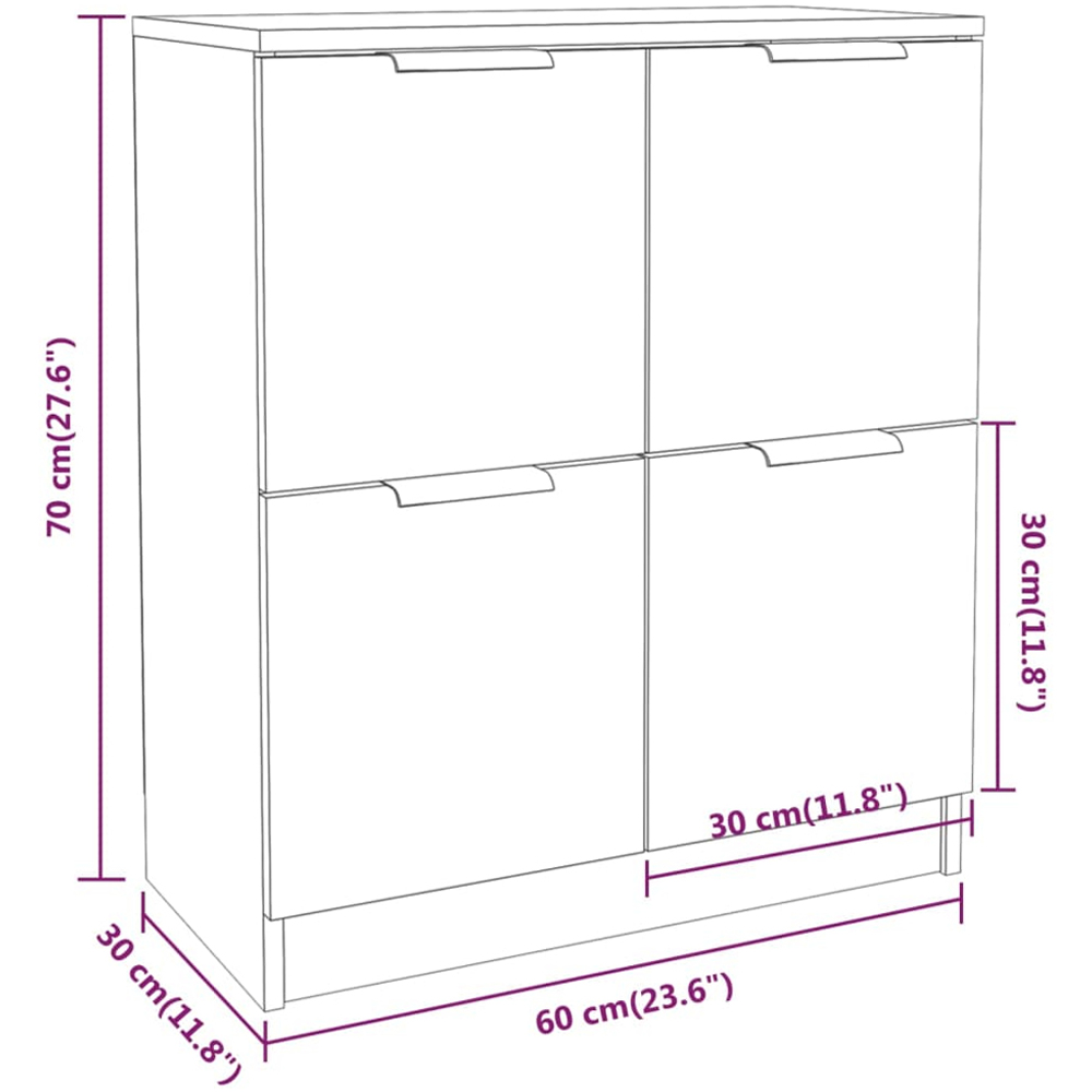 vidaXL 4 Door Sonoma Oak Sideboard Image 9