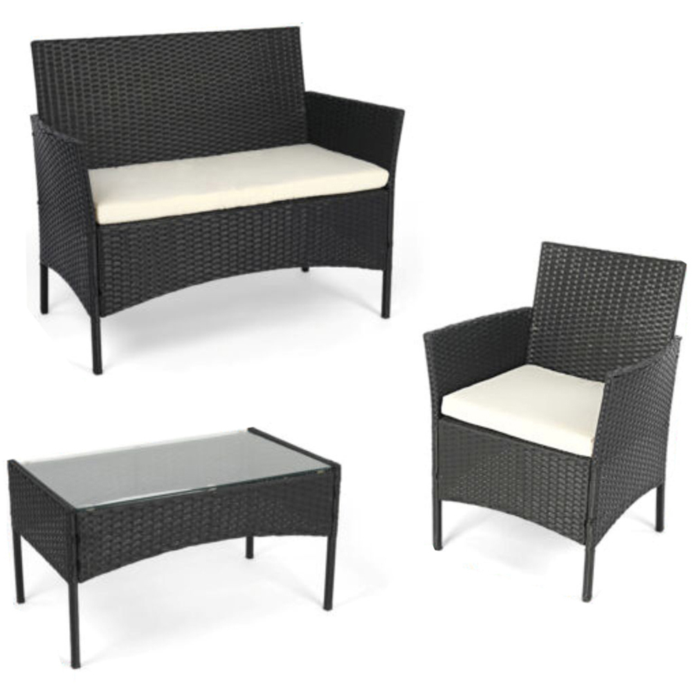 Willowmare 4 Seater Black PE Rattan Garden Lounge Set Image 3