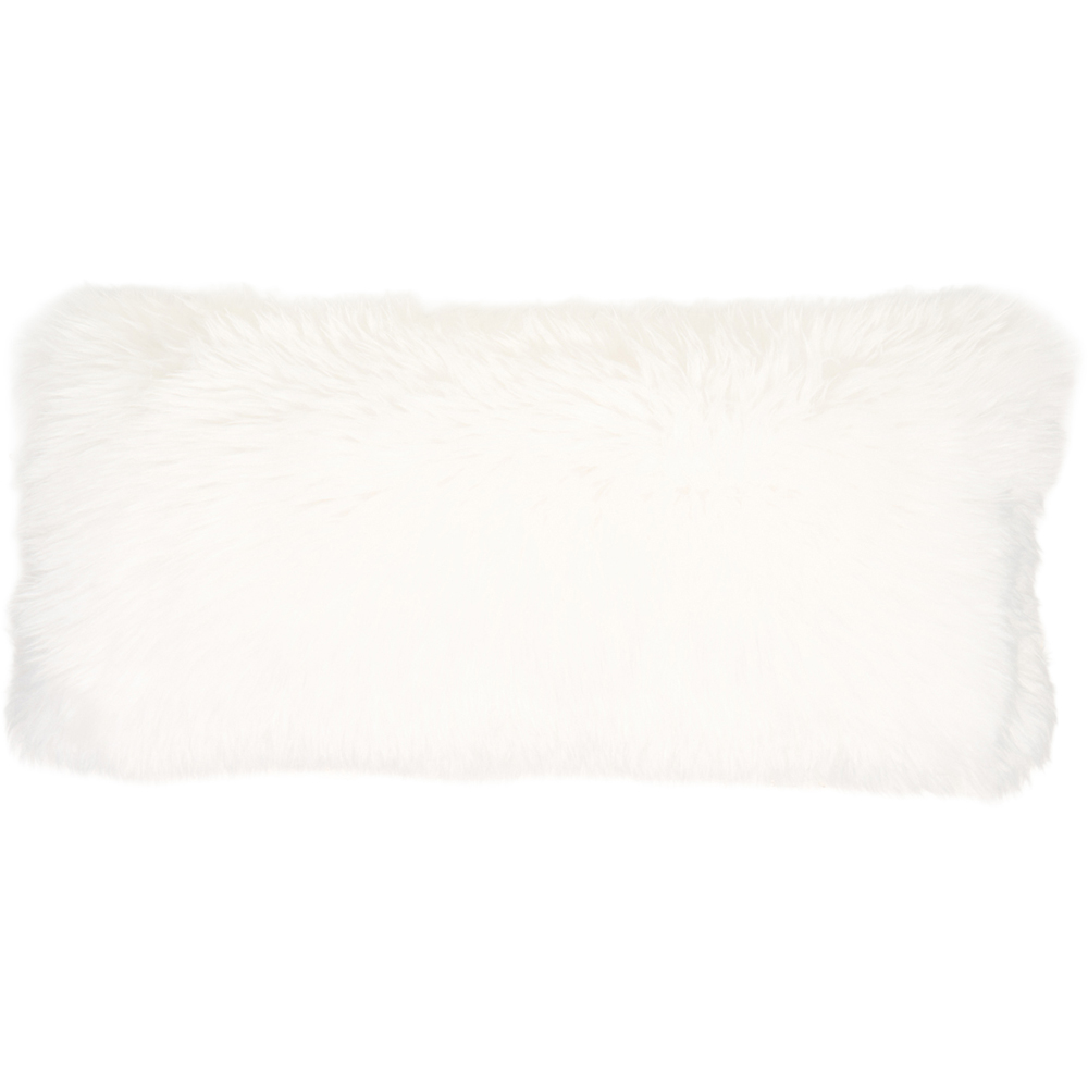 Calgary Faux Fur Bolster Cushion White Image 1