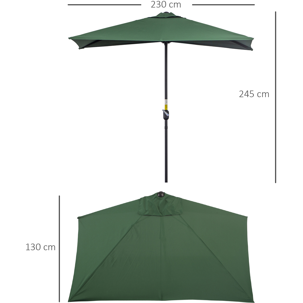 Outsunny Green Crank Handle Half Parasol 2.3m Image 7