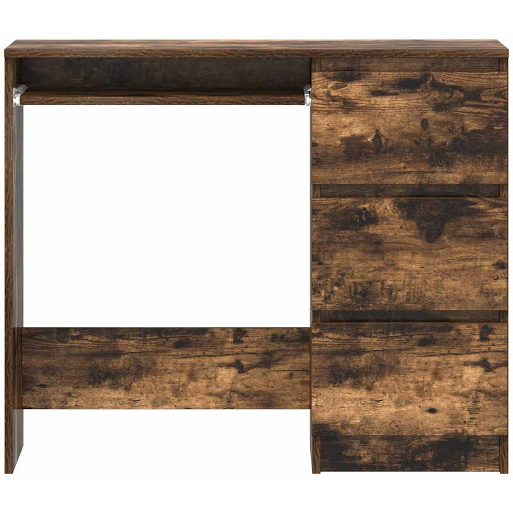 vidaXL 3 Drawer Computer Desk with Keyboard Tray Smoked Oak Image 5