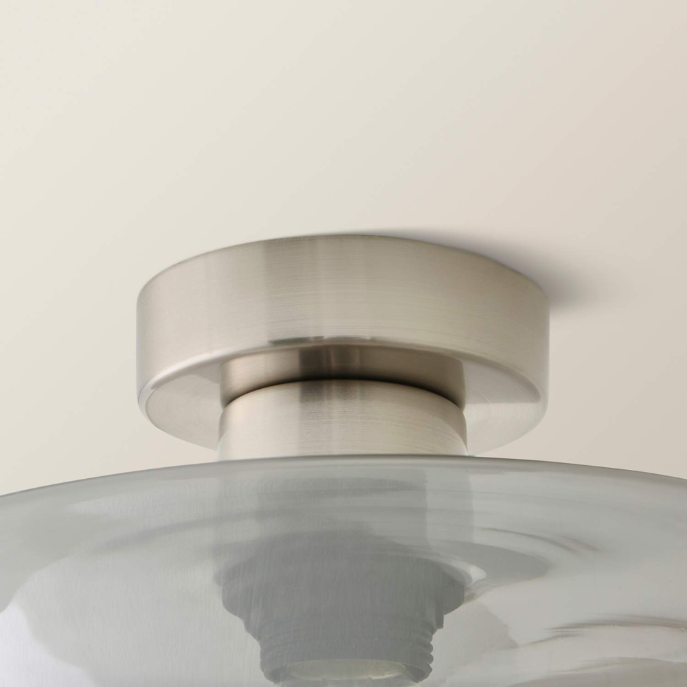 ValueLights Demi Smoked Glass Shade Brushed Chrome Flush Ceiling Light with Bulb Image 4