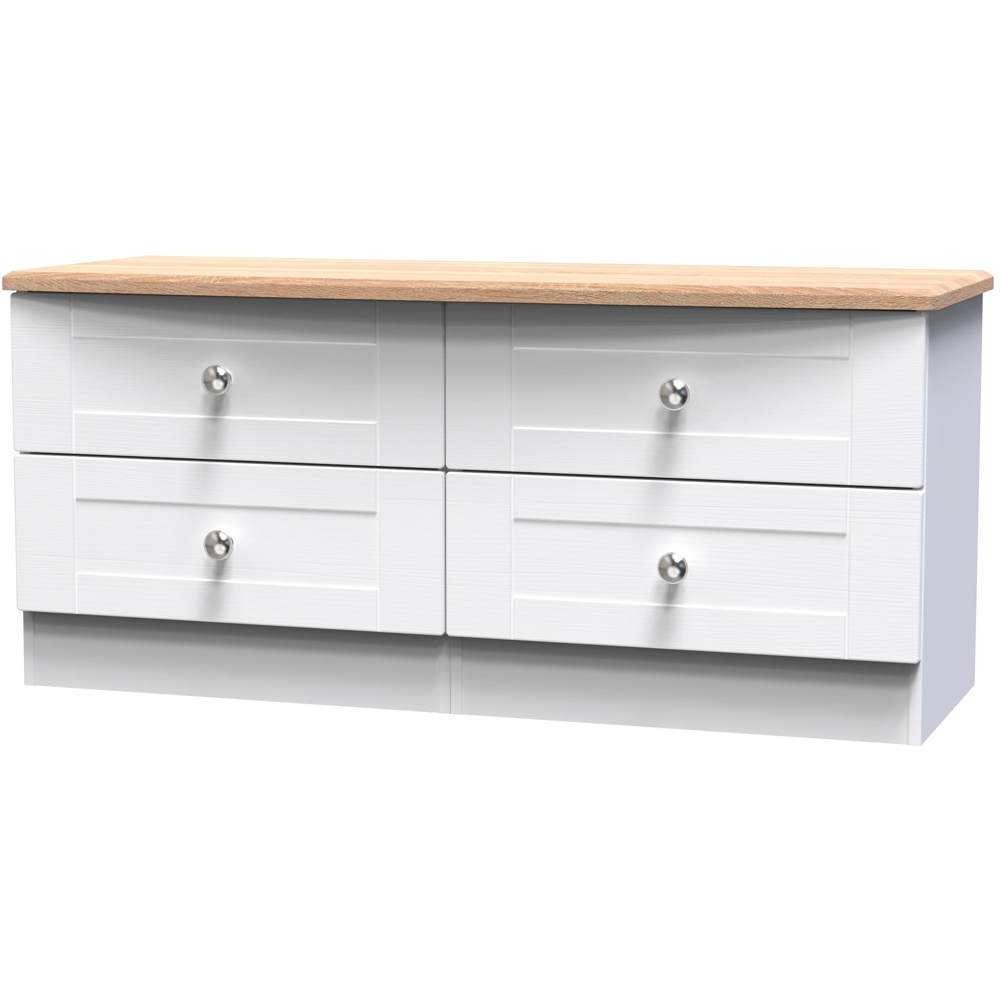 Crowndale Sussex 4 Drawer White Ash and Bardolino Oak Large Chest of Drawers Ready Assembled Image 2
