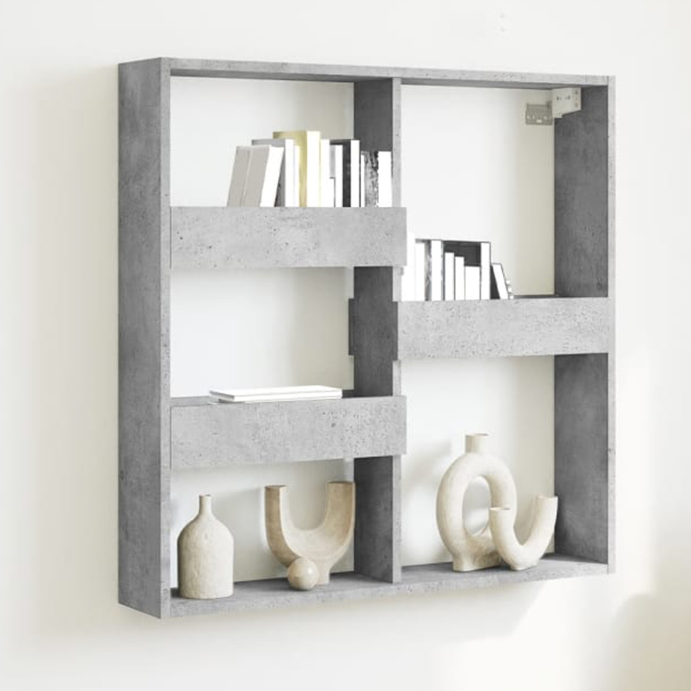 vidaXL 3 Shelf Concrete Grey Floating Wall Shelf Image 1