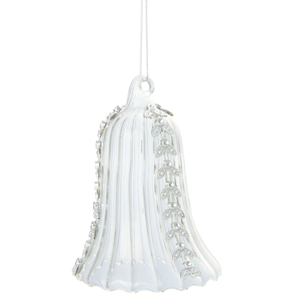 Embellished Glass Bell Decoration Clear Image 1