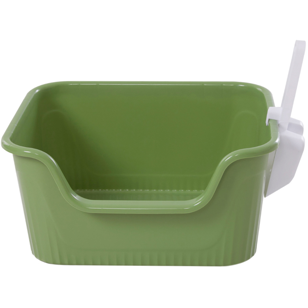 H&O Direct Green Anti Splash Open Top Cat Litter Box with Scoop 22 x 45 x 38cm Image 1