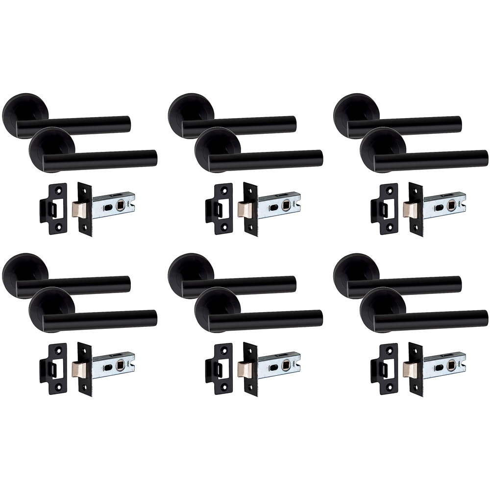 Golden Grace Straight T-Bar Door Handle Pair with Tubular Latch 6 Pack Image 1