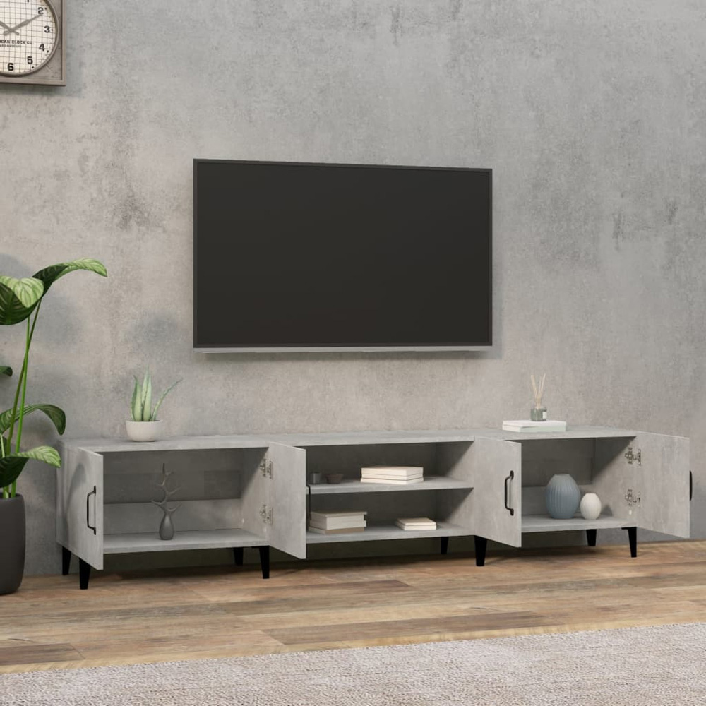 vidaXL 4 Door 2 Shelf Concrete Grey TV Cabinet Image 8