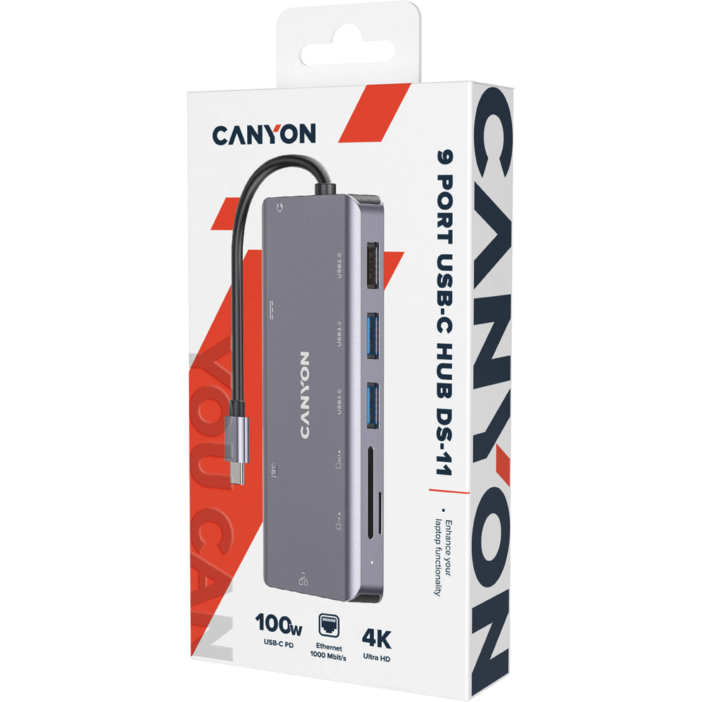 Canyon DS-11 9 in 1 USB C Space Grey Docking Station Image 2