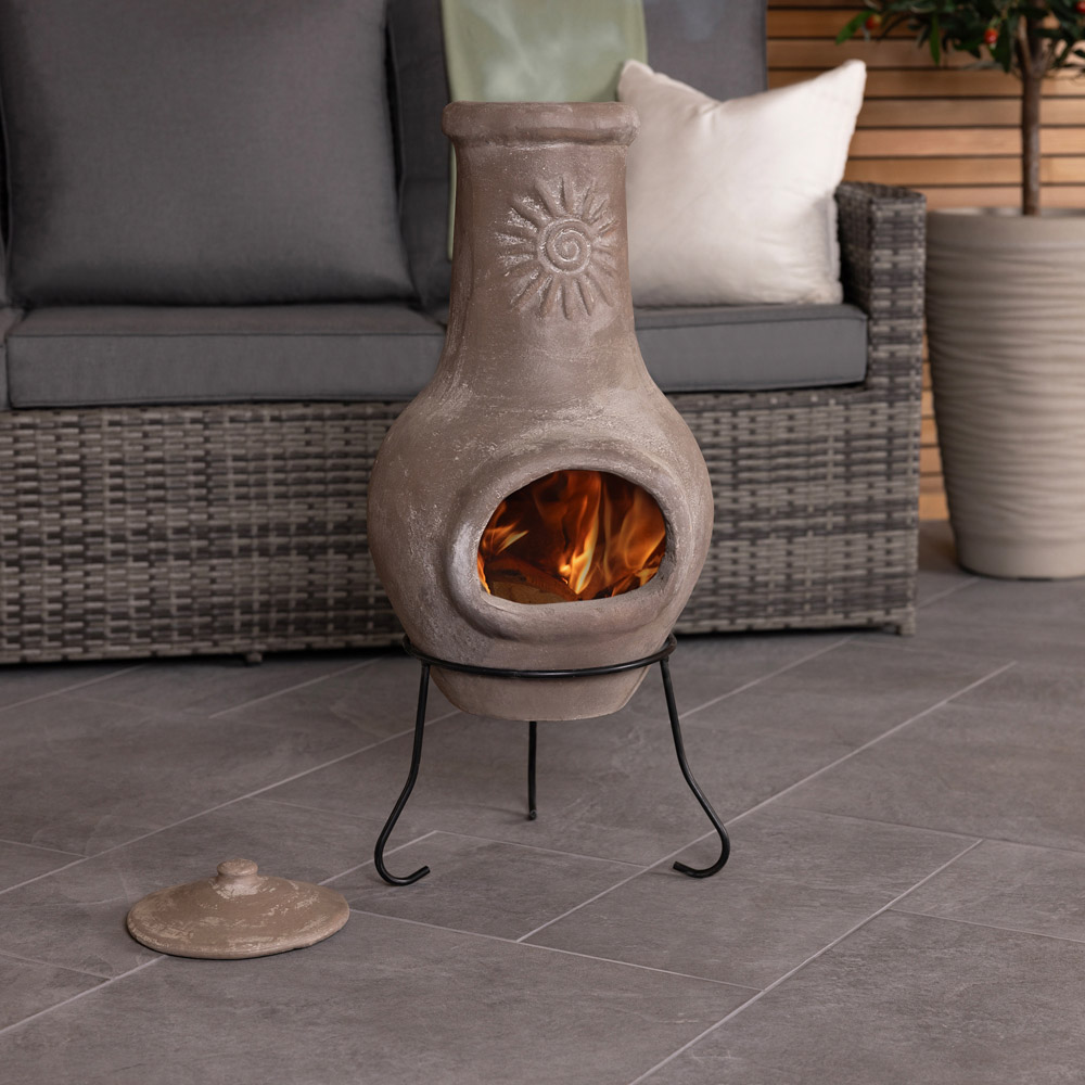 Charles Bentley Snug Belem Sun Design Medium Natural Clay Chiminea Image 7
