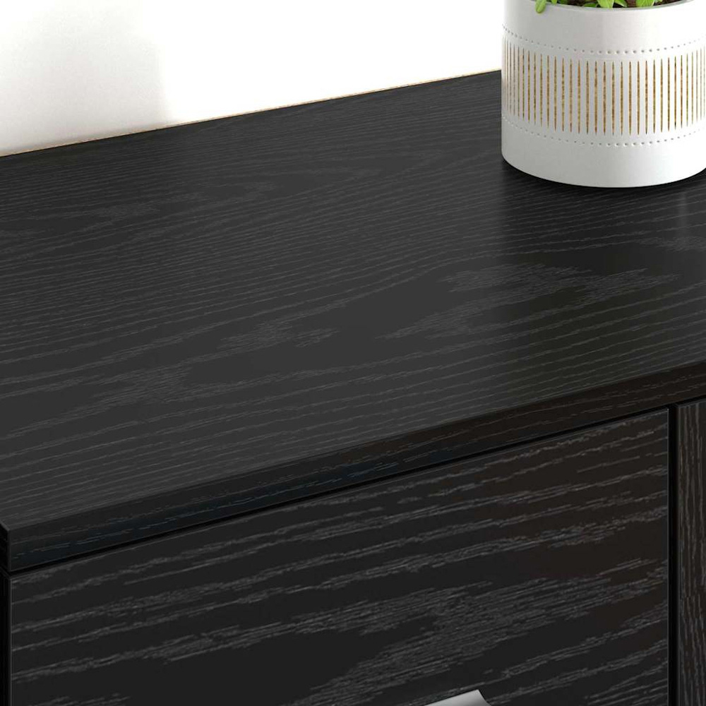 vidaXL Corona Single Door 4 Drawer Black Oak Sideboard Set of 2 Image 4