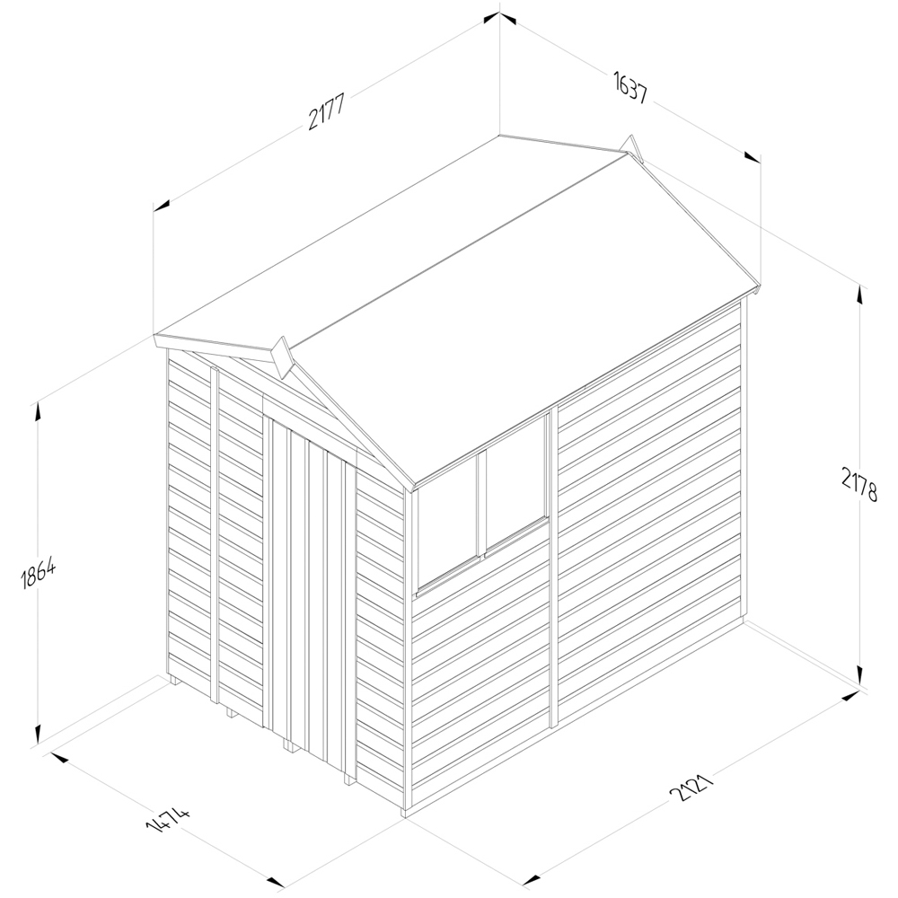Forest Garden 5 x 7ft 2 Window Beckwood Apex Shed Image 9
