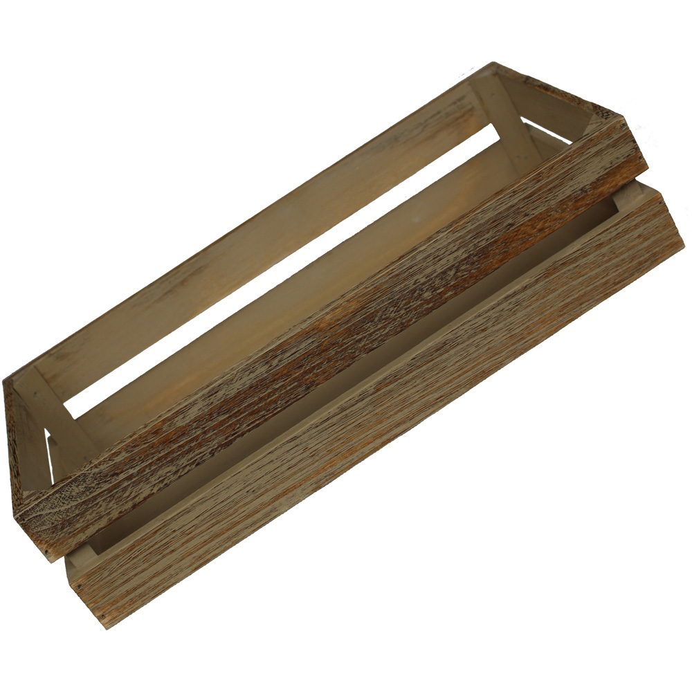 Red Hamper Small Oak Effect Wooden Storage Crate Image 1