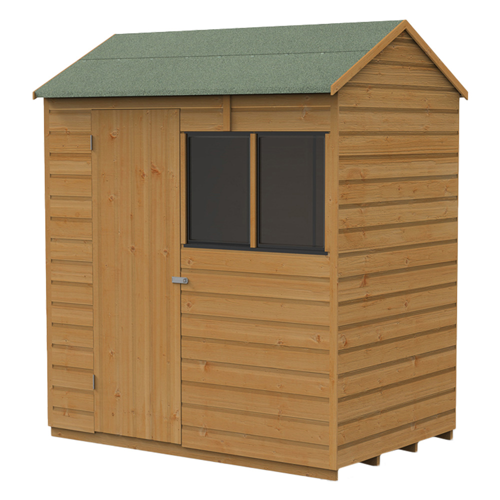Forest Garden 6 x 4ft Shiplap Dip Treated Reverse Apex Shed with Window Image 1