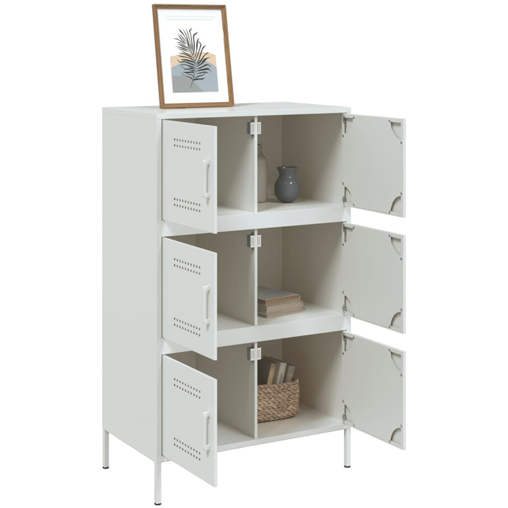 vidaXL 2 Door White Steel Highboard Image 5