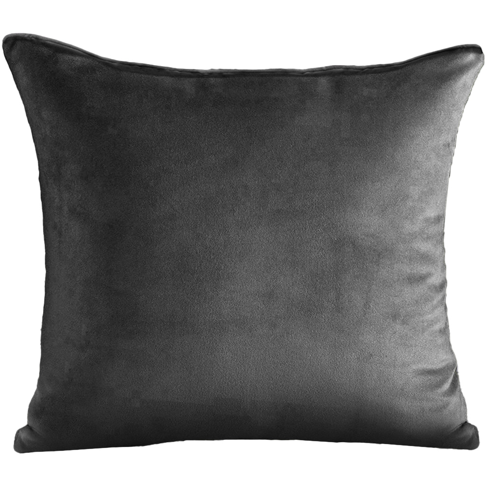Velosso Luna Velvet Plain Charcoal Filled Cushion 43 x 43cm 2 Pack Image 1