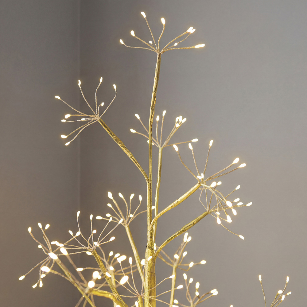 Charles Bentley 420 Constant Warm White LED Pre-Lit Gold Christmas Twig Tree 4ft Image 6