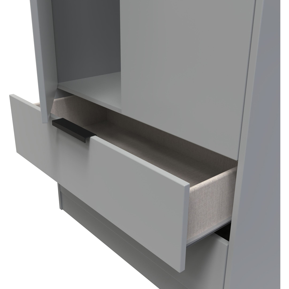 Crowndale Diego 2 Door 2 Drawer Dusk Grey Tall Wardrobe Ready Assembled Image 6