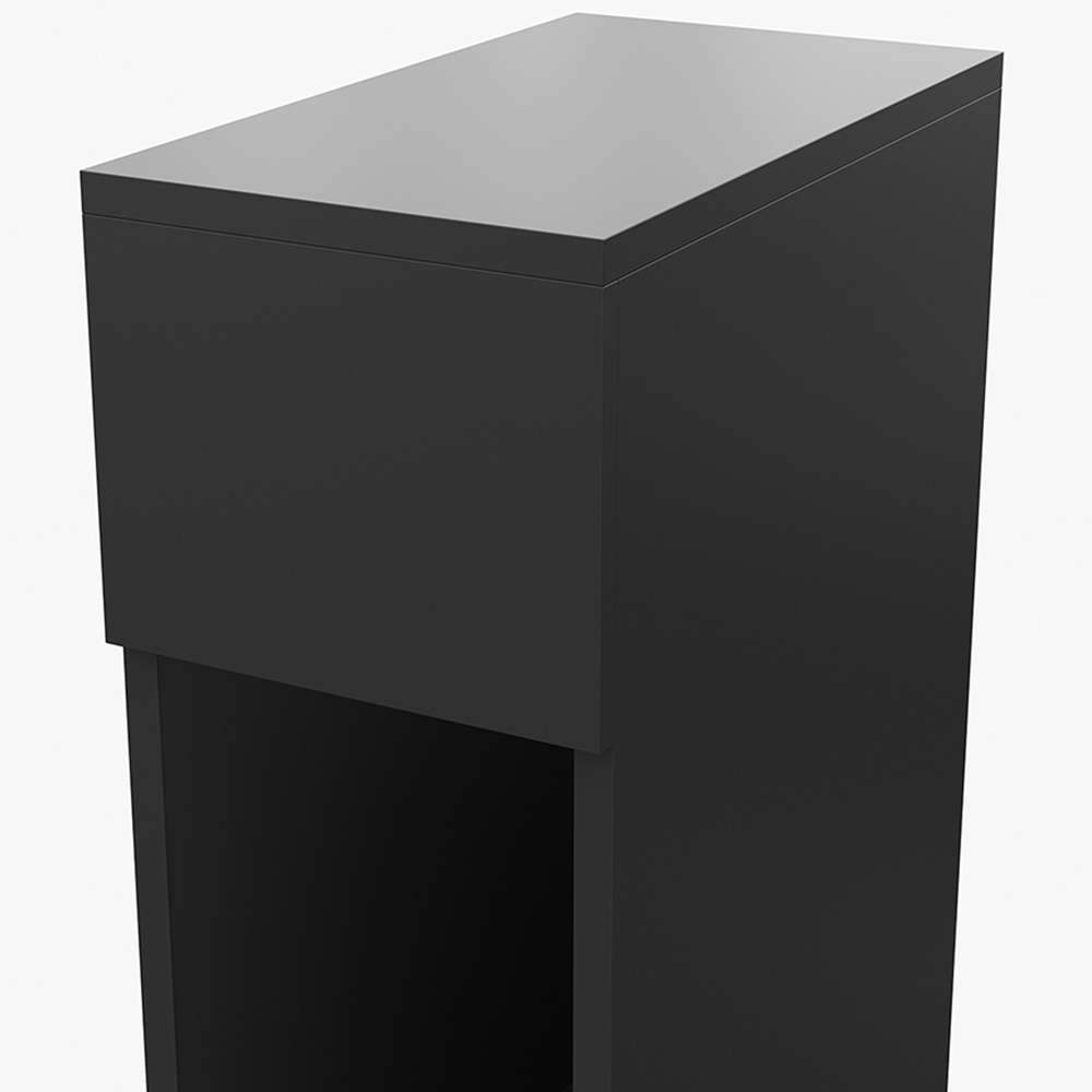 Living and Home Single Drawer Black Bedside Table Image 5