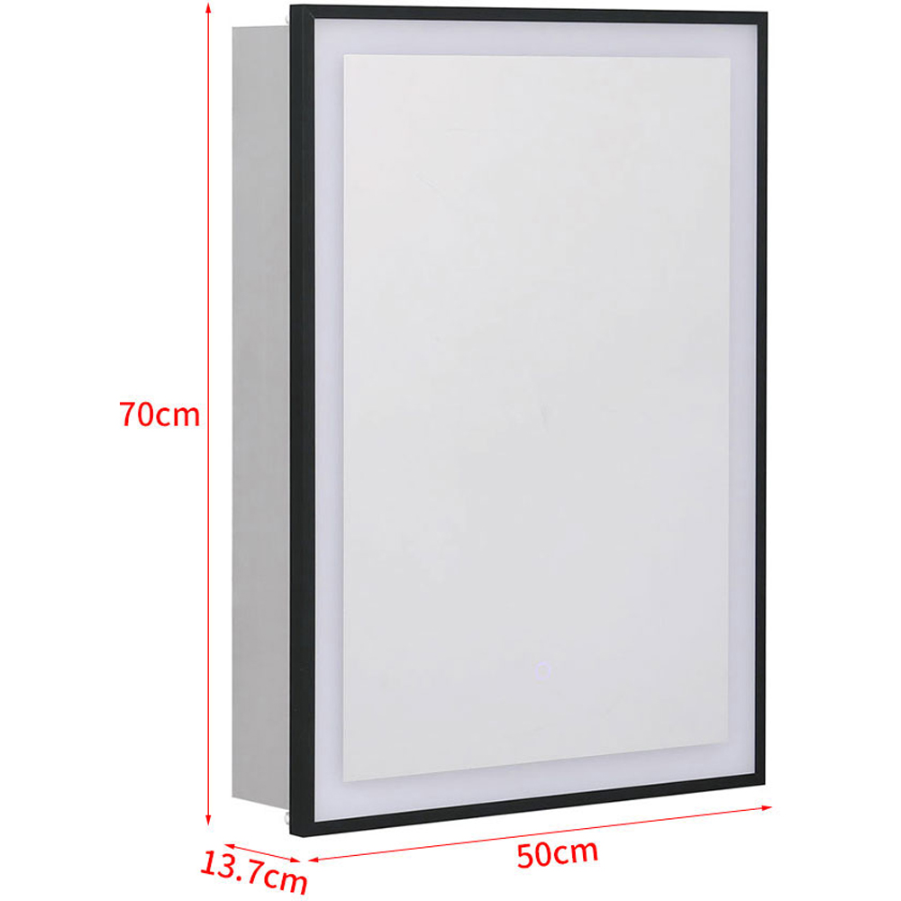 Living and Home Single Door Black Surface Mount LED Mirror Cabinet Image 9