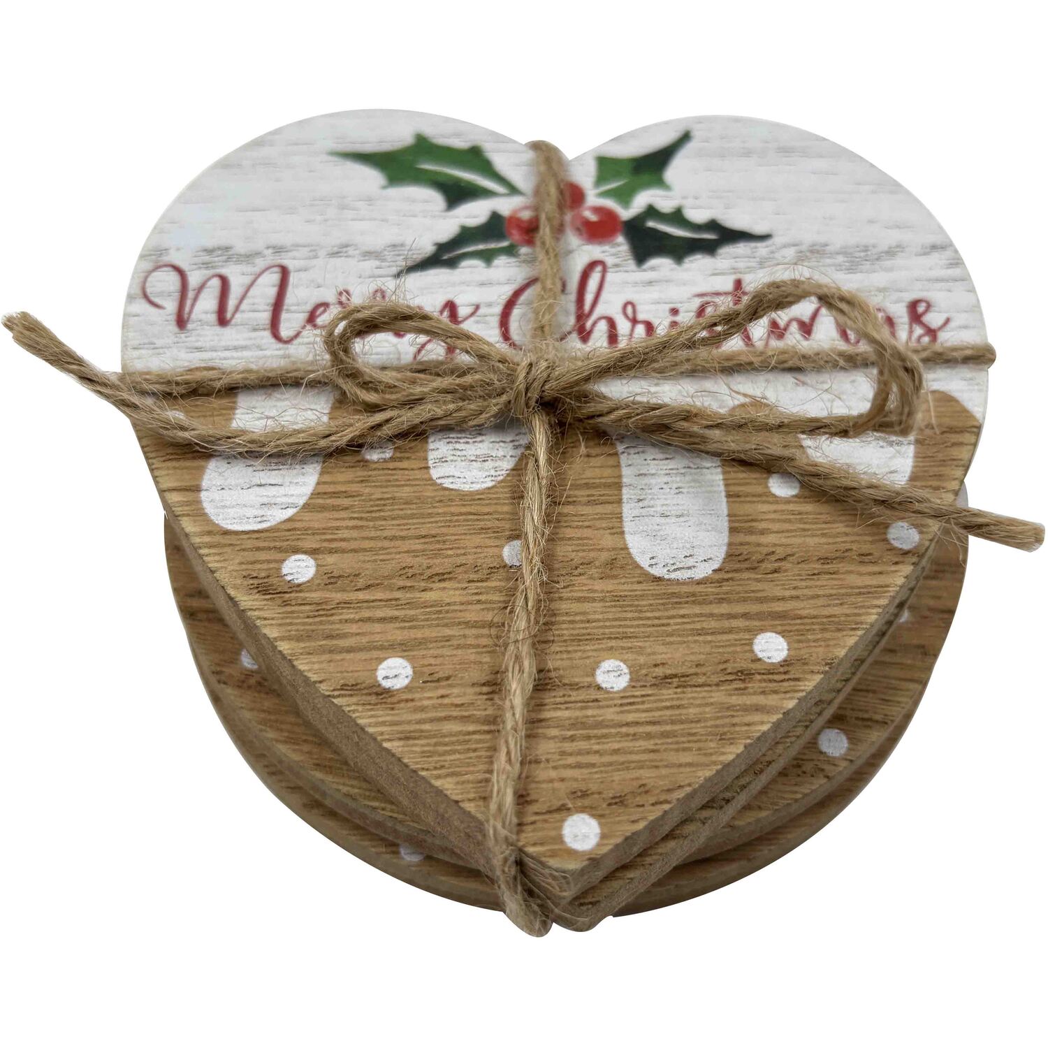 Set of 4 Christmas Pudding Coasters - Natural Image 1