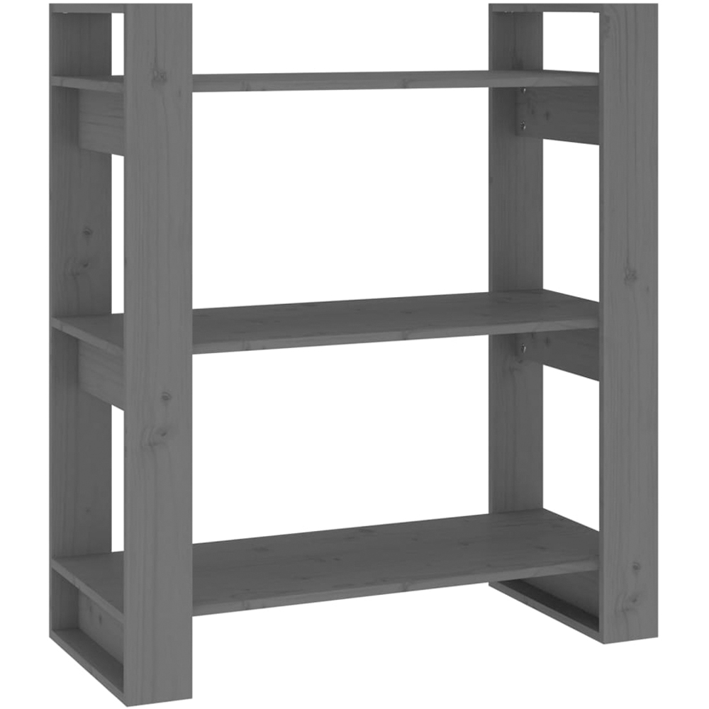 vidaXL 3 Shelf Grey Solid Pine Wood Bookcase Image 2