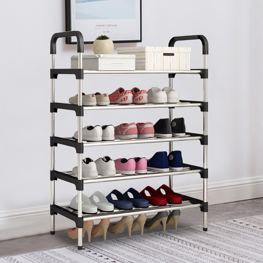 Living And Home WH0732 Black Metal Multi-Tier Shoe Rack Image 2