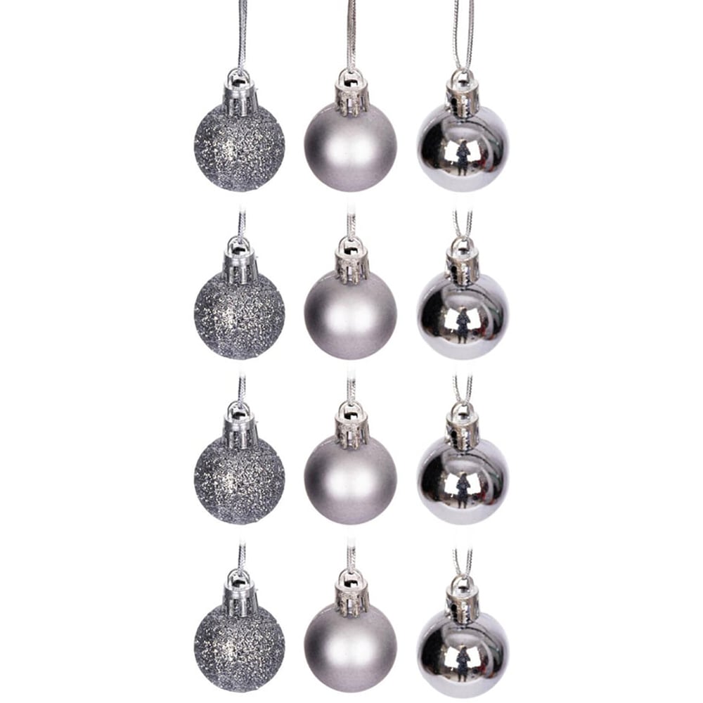 Shatchi 3cm Mid Grey Luxury Bauble 12 Pack Image 1