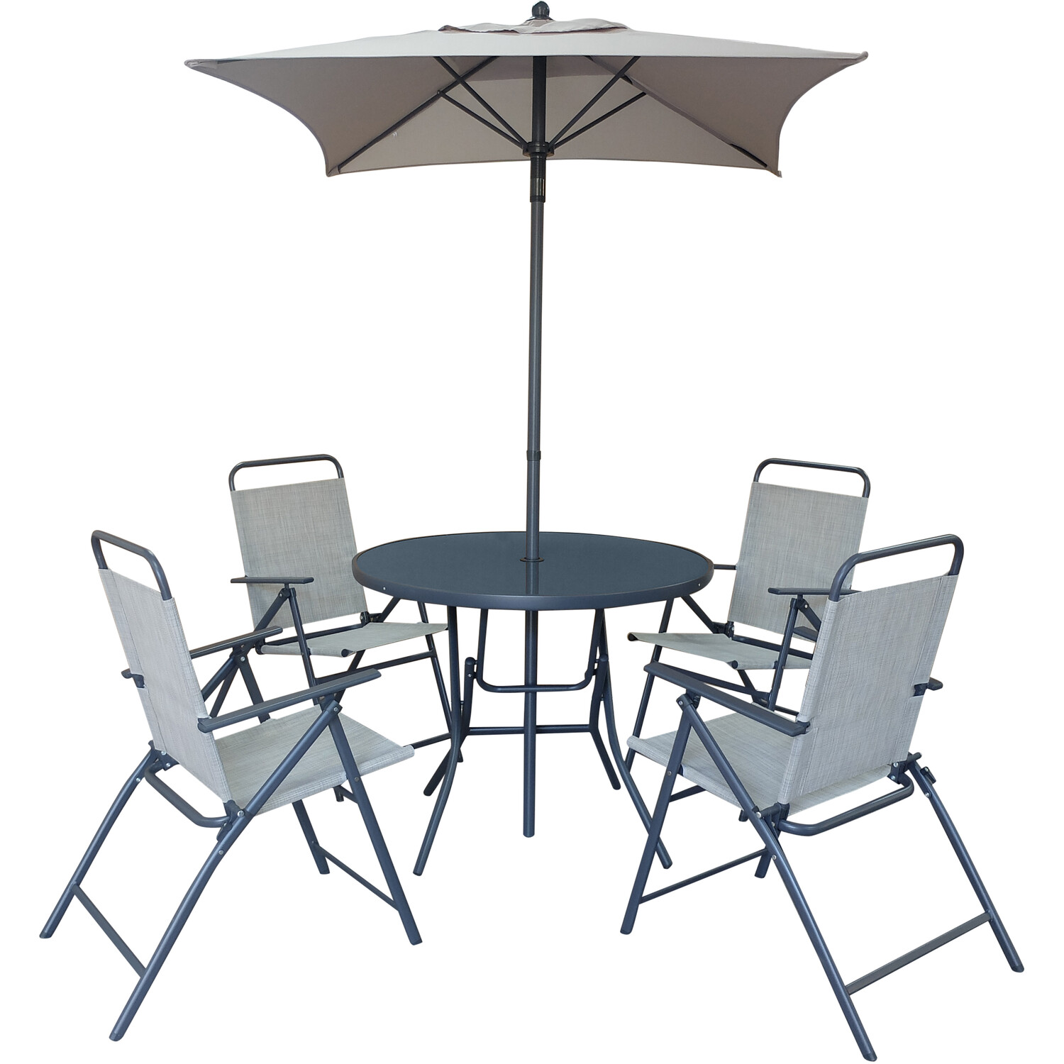 Malay Outdoor Essentials Safina 4 Seater Foldable Patio Dining Set Sage Image 2