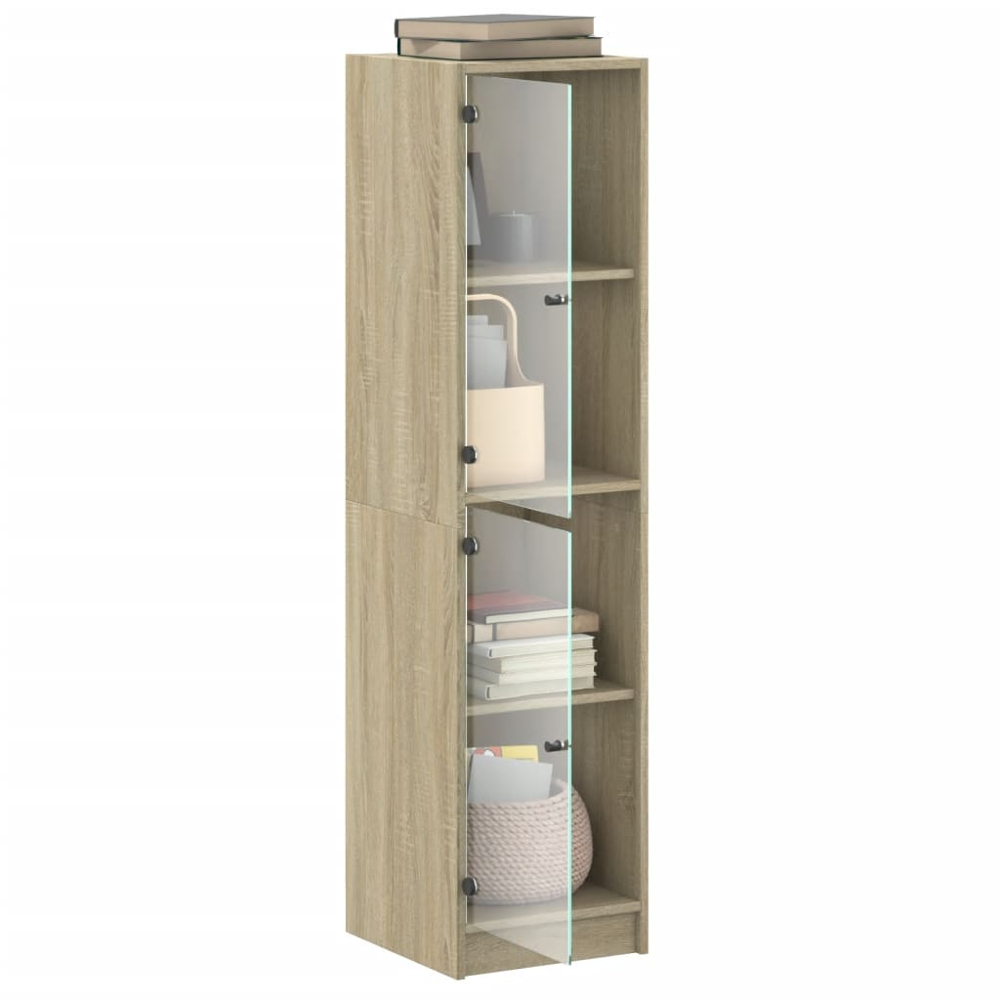 vidaXL 2 Glass Door Sonoma Oak Highboard Image 4