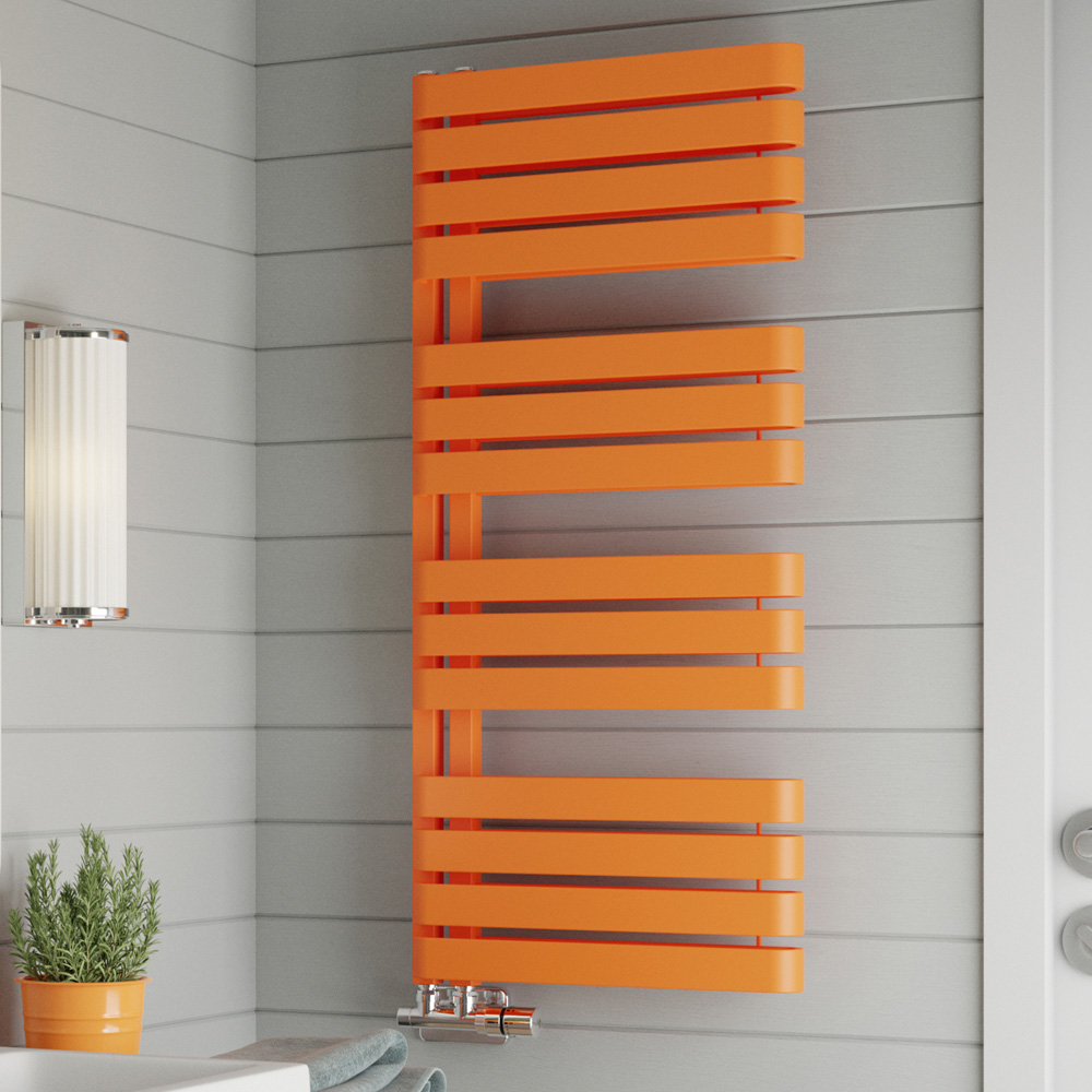 Terma Warp S Matt Orange Heated Towel Rail 2605 BTU 1110 x 500mm Image 2