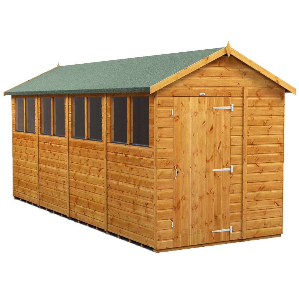 Power Sheds 16 x 6ft Apex Wooden Shed with Window Image 1
