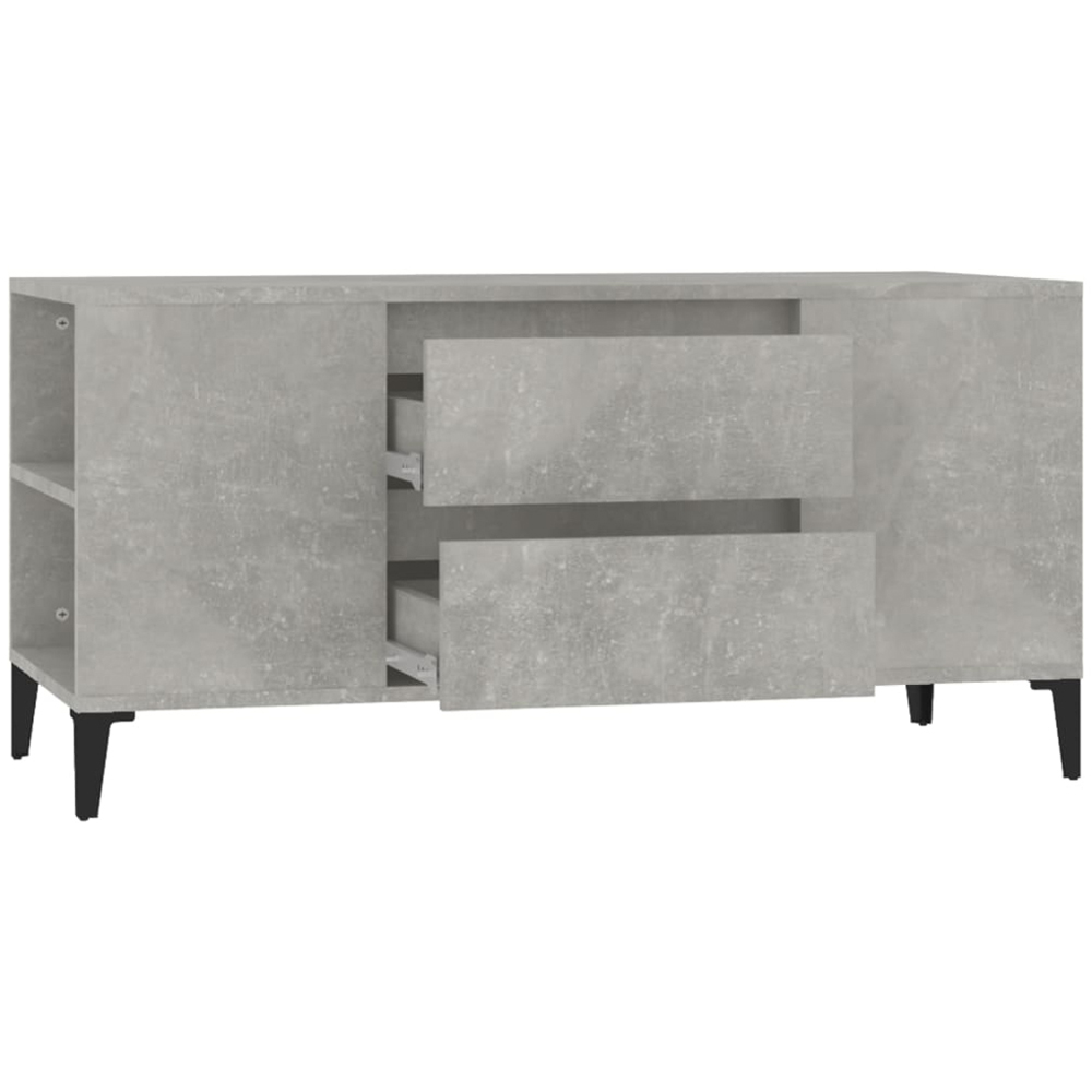 vidaXL 2 Drawer 4 Shelf Concrete Grey TV Cabinet Image 4