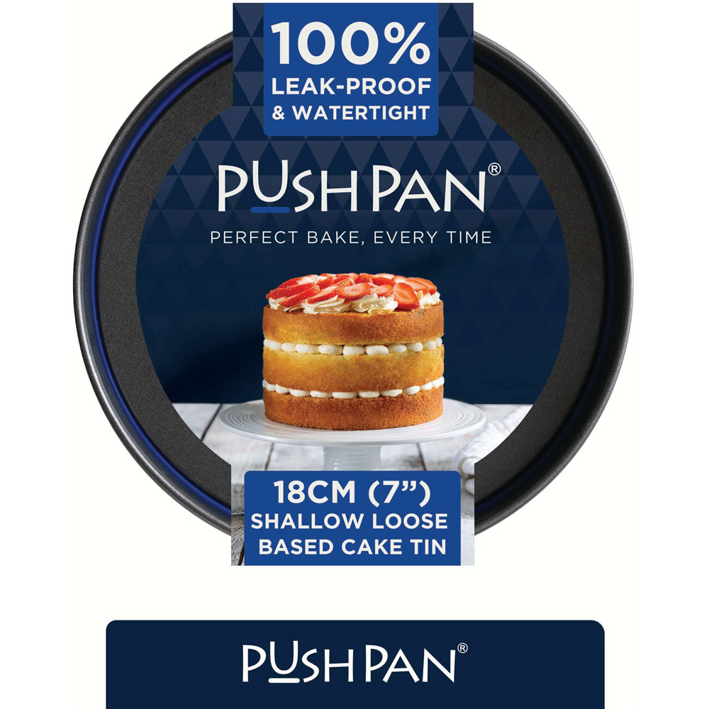 Wham PushPan 18cm Light Grey and Pewter Shallow Tin Image 2