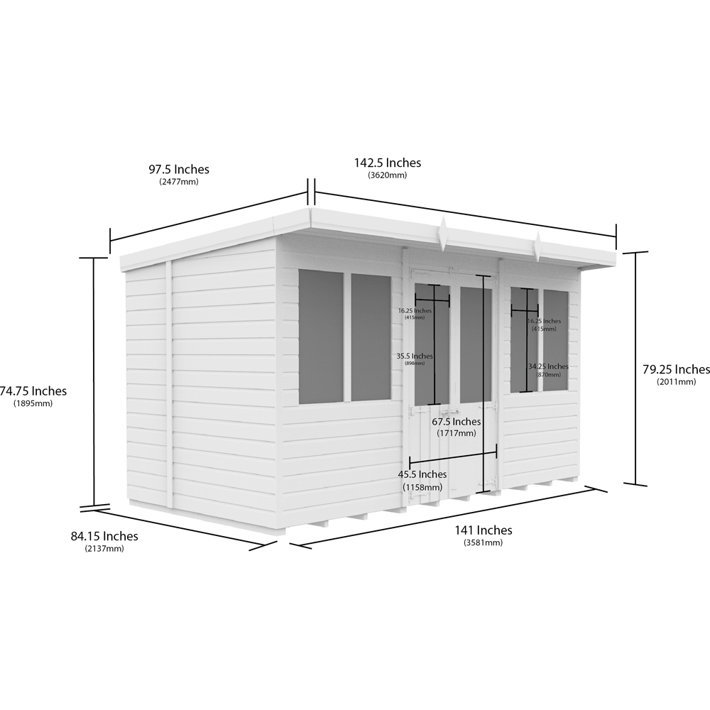 DIY Sheds 12 x 7ft Tongue and Groove Timber Pent Summerhouse Image 8