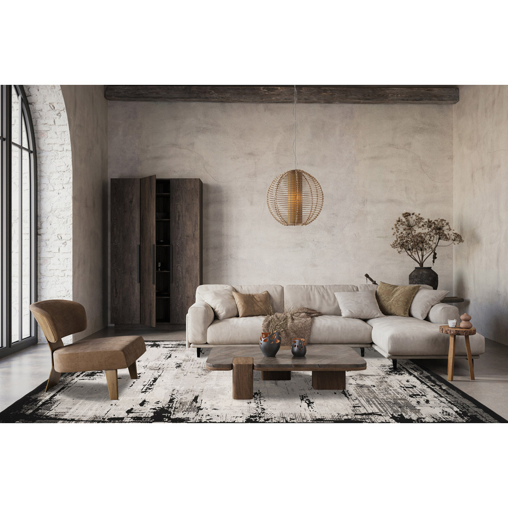 Mayfair Living Room Area Rug Metallic Sheen Contemporary Modern Frame Design - Black 160cm x 230cm Image 5