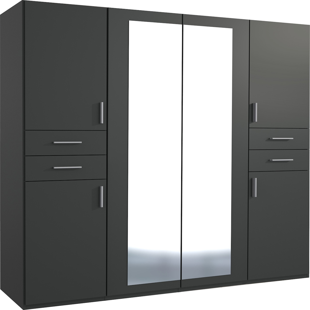 TJ'S New York 6 Door 4 Drawer Graphite Wardrobe with Mirror Image 2