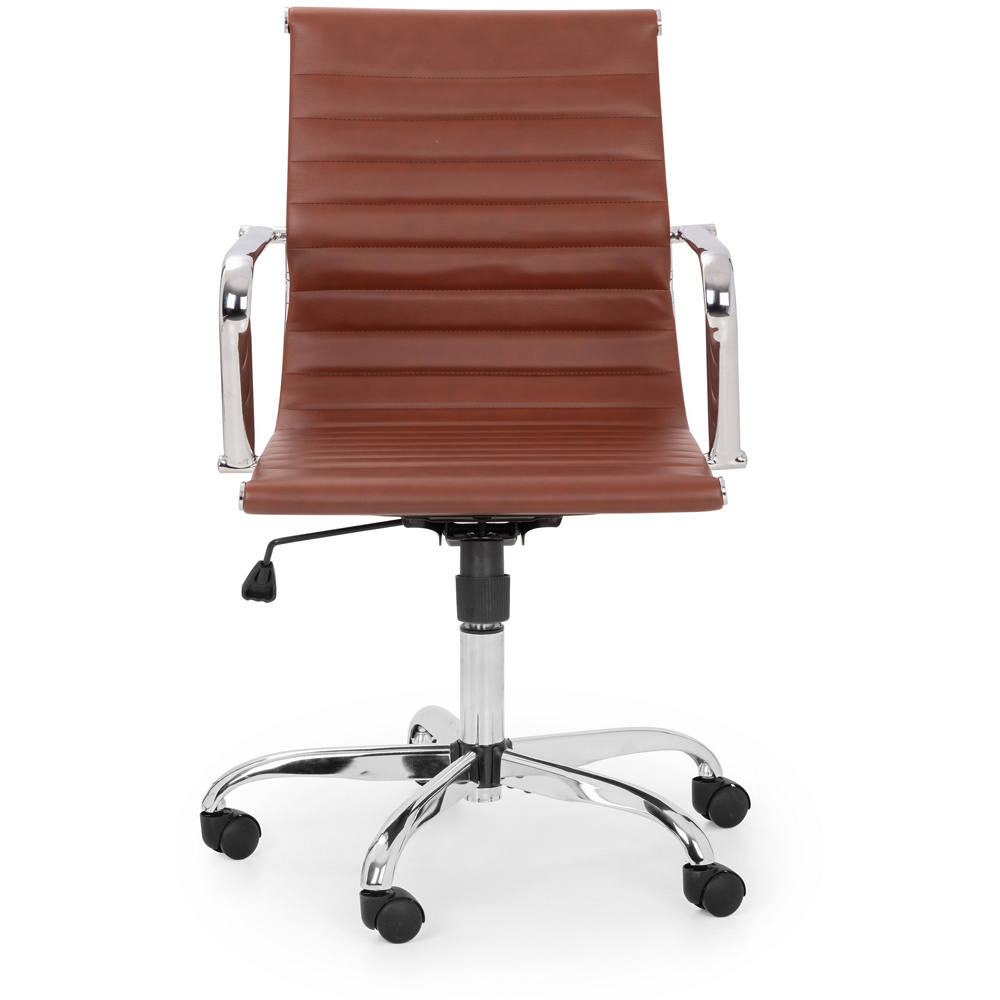 Julian Bowen Gio Brown and Chrome Faux Leather Swivel Office Chair Image 3