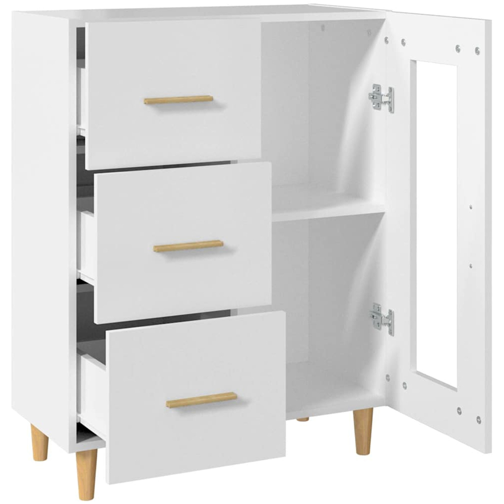 vidaXL Single Glass Door 3 Drawer White Sideboard Image 7
