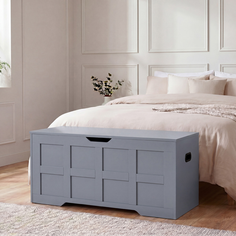 VIDA DESIGNS Grey Large Storage Ottoman Bench Image 3