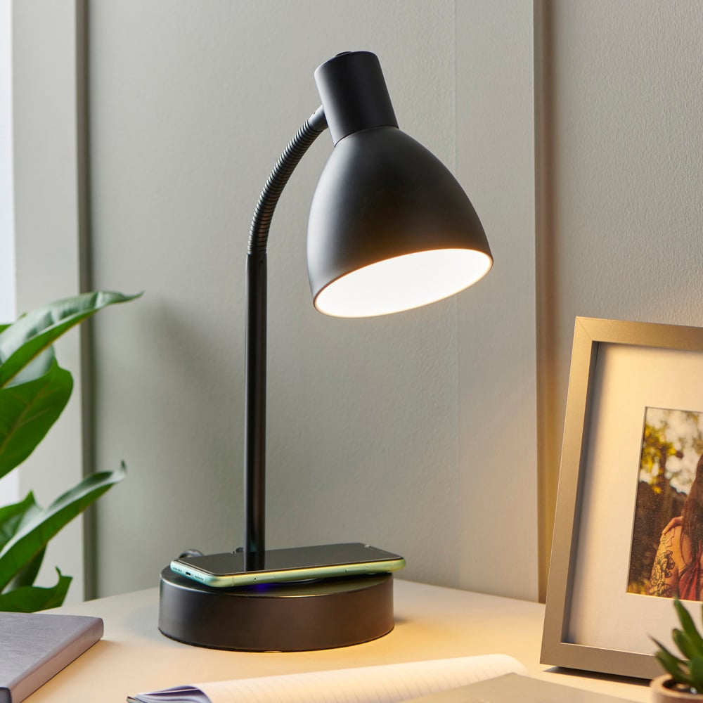 Wilko Black Wireless Charger Lamp Image 2