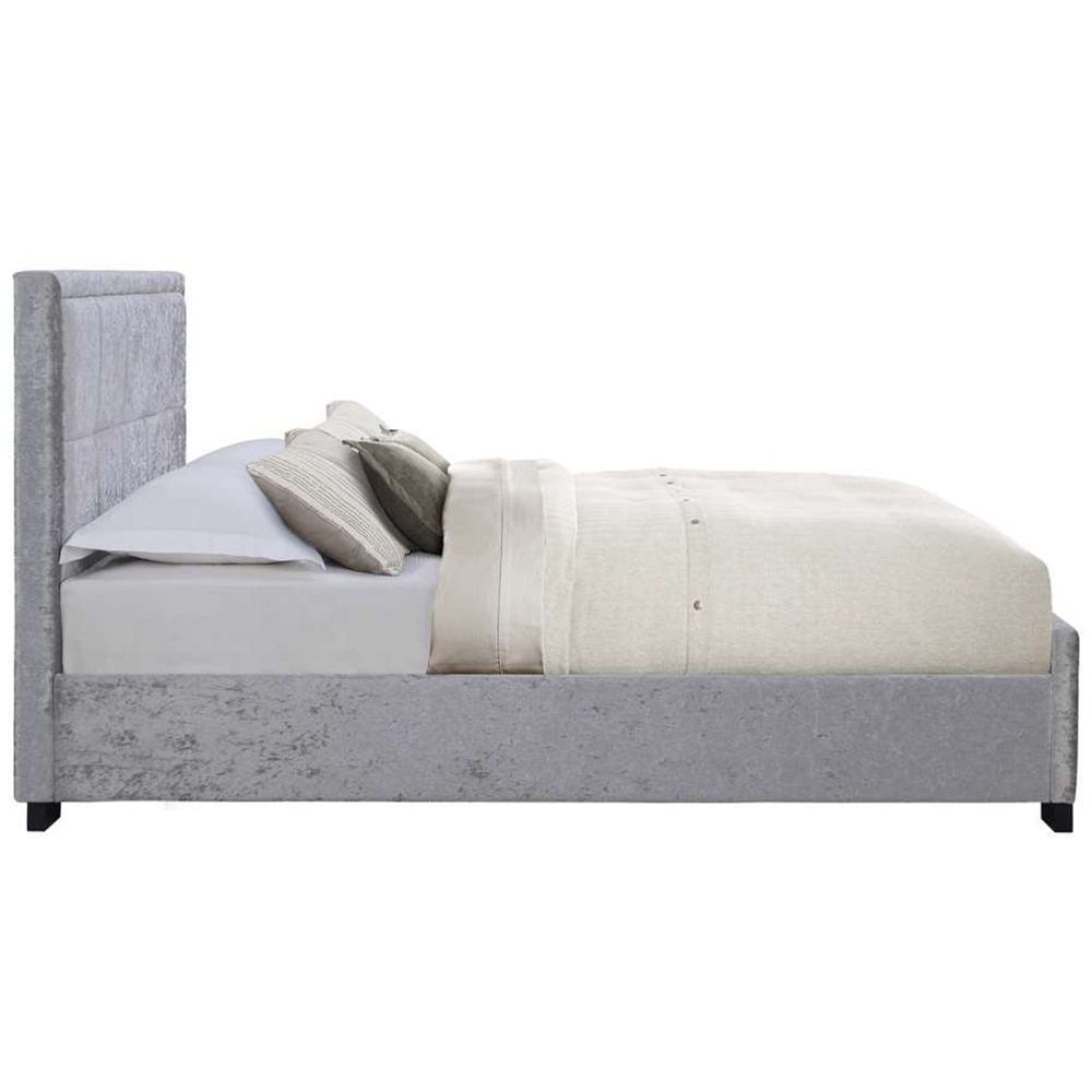Hannover Double Grey Velour Bed Frame Image 3