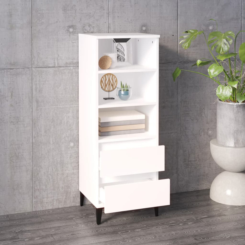 vidaXL 2 Drawer 3 Shelf White Highboard Image 7