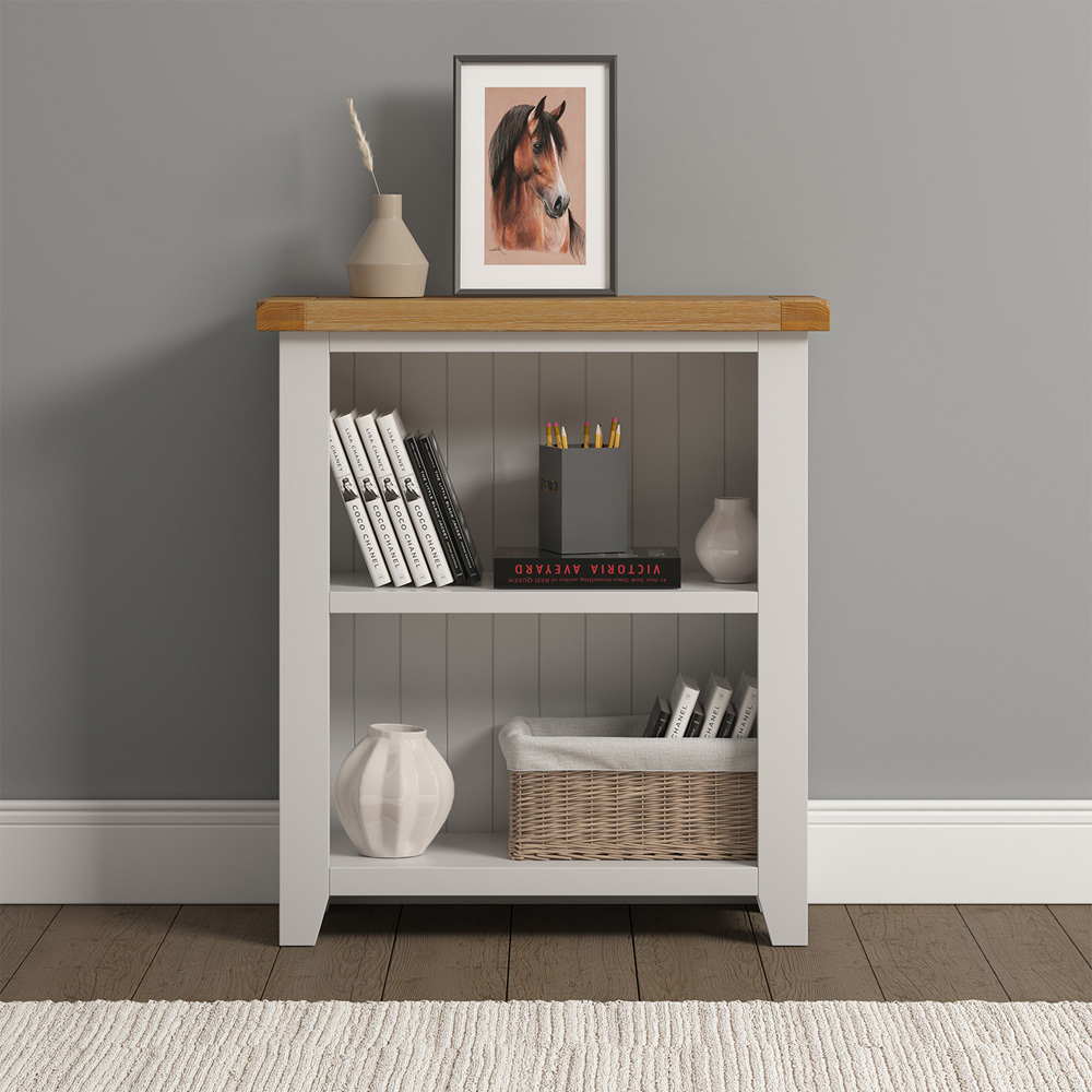 Seconique Windsor 2 Shelf Ivory and Oak Low Bookcase Image 7