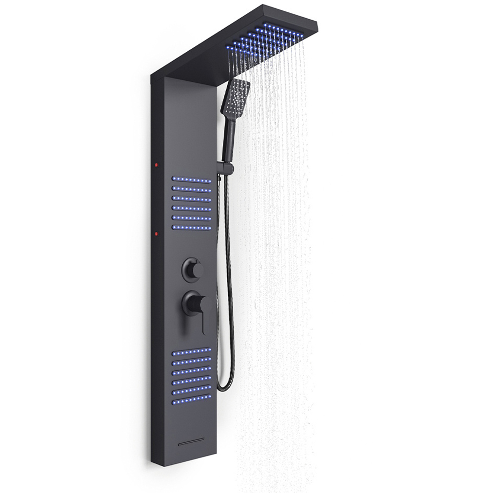H&O Direct Blue LED Wall Mount Shower Tower System Image 2