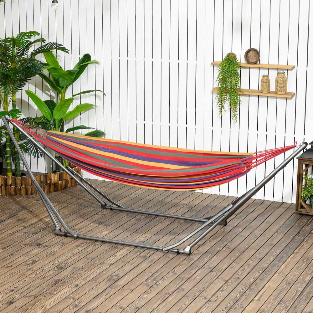 Outsunny Black Foldable Hammock Stand Image 1