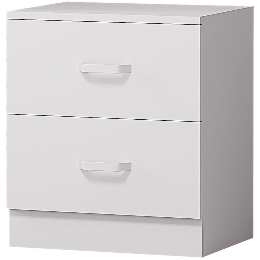 FWStyle Tunis 2 Drawer Matt White Bedside Table Image 2